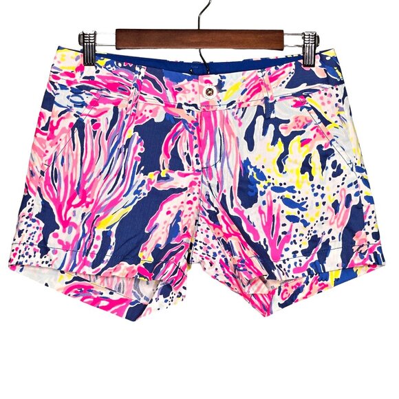Lilly Pulitzer Callahan Women's Vibrant Print Shorts Size 0 Beach Twill Cotton - Picture 1 of 11